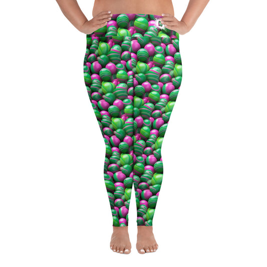 Pink & Green Marble Mania Plus Size Leggings