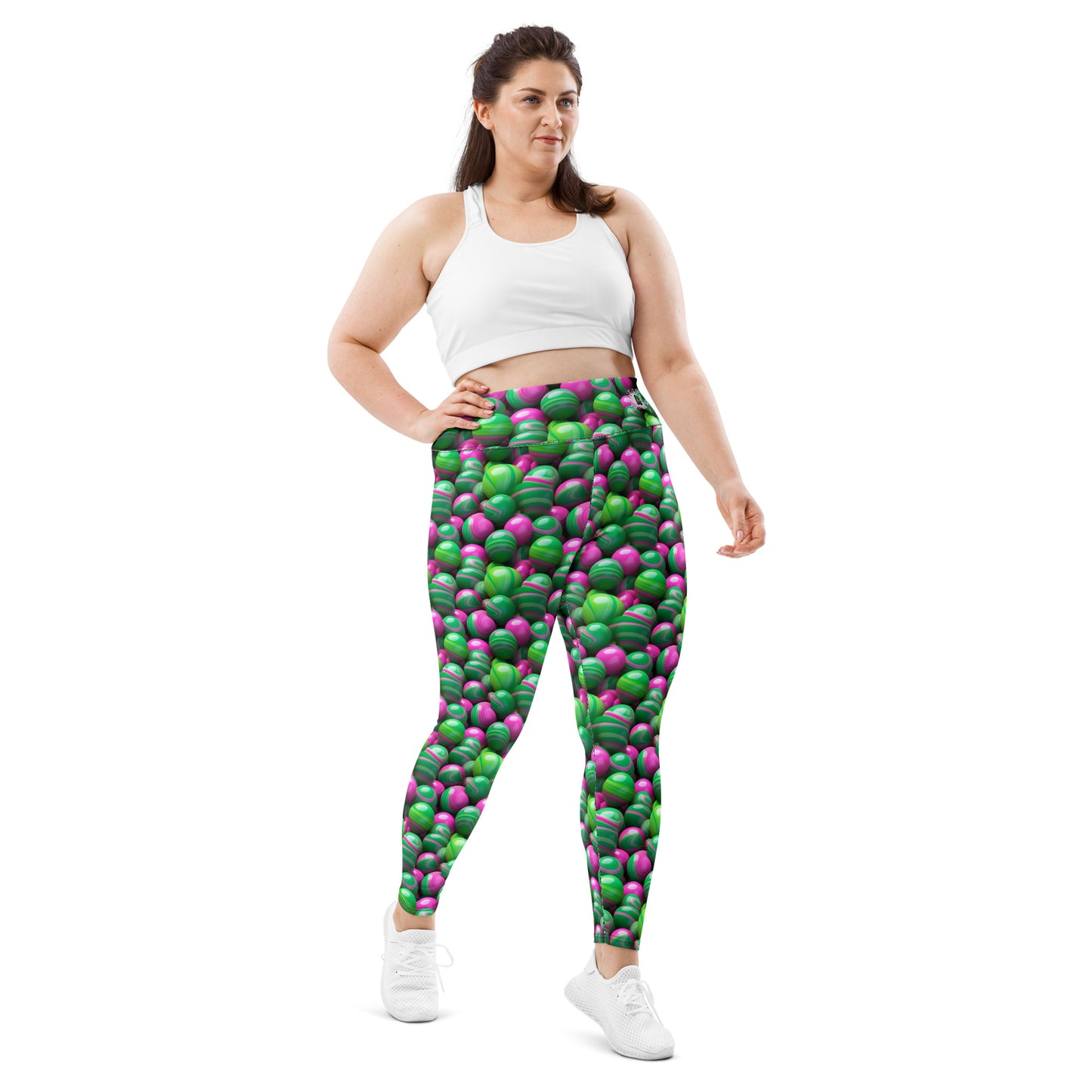 Pink & Green Marble Mania Plus Size Leggings