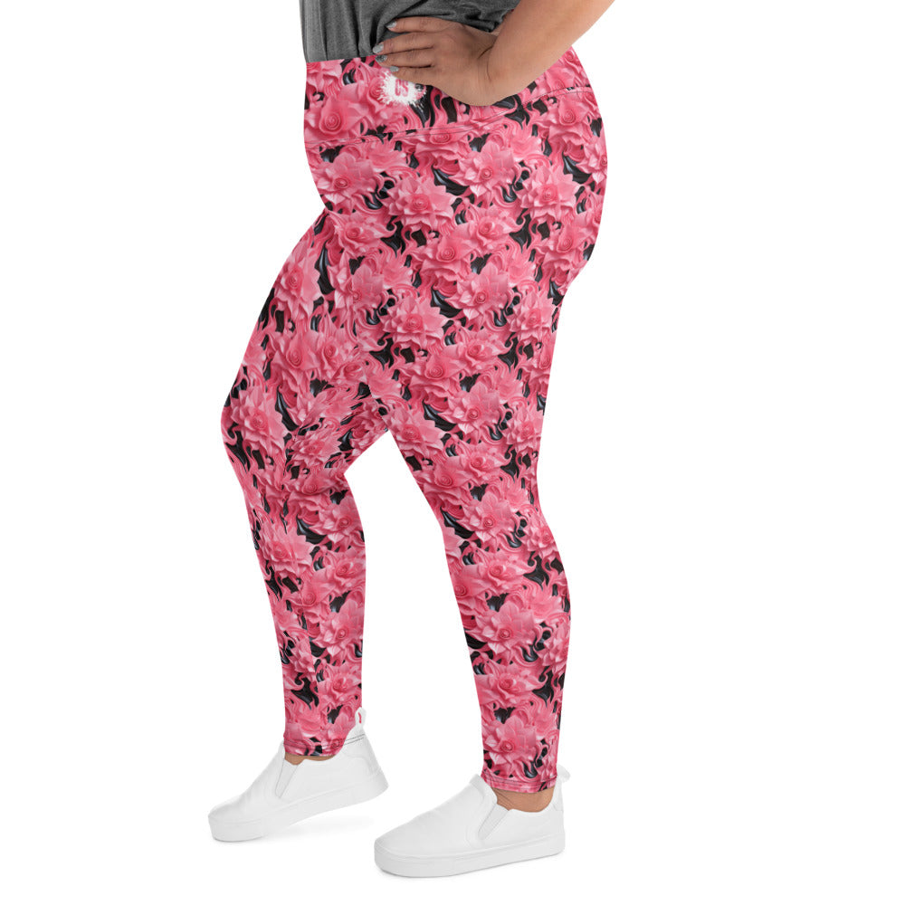 Pink Roses Plus Size Leggings