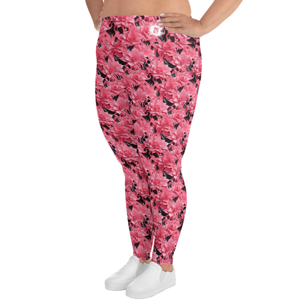 Pink Roses Plus Size Leggings