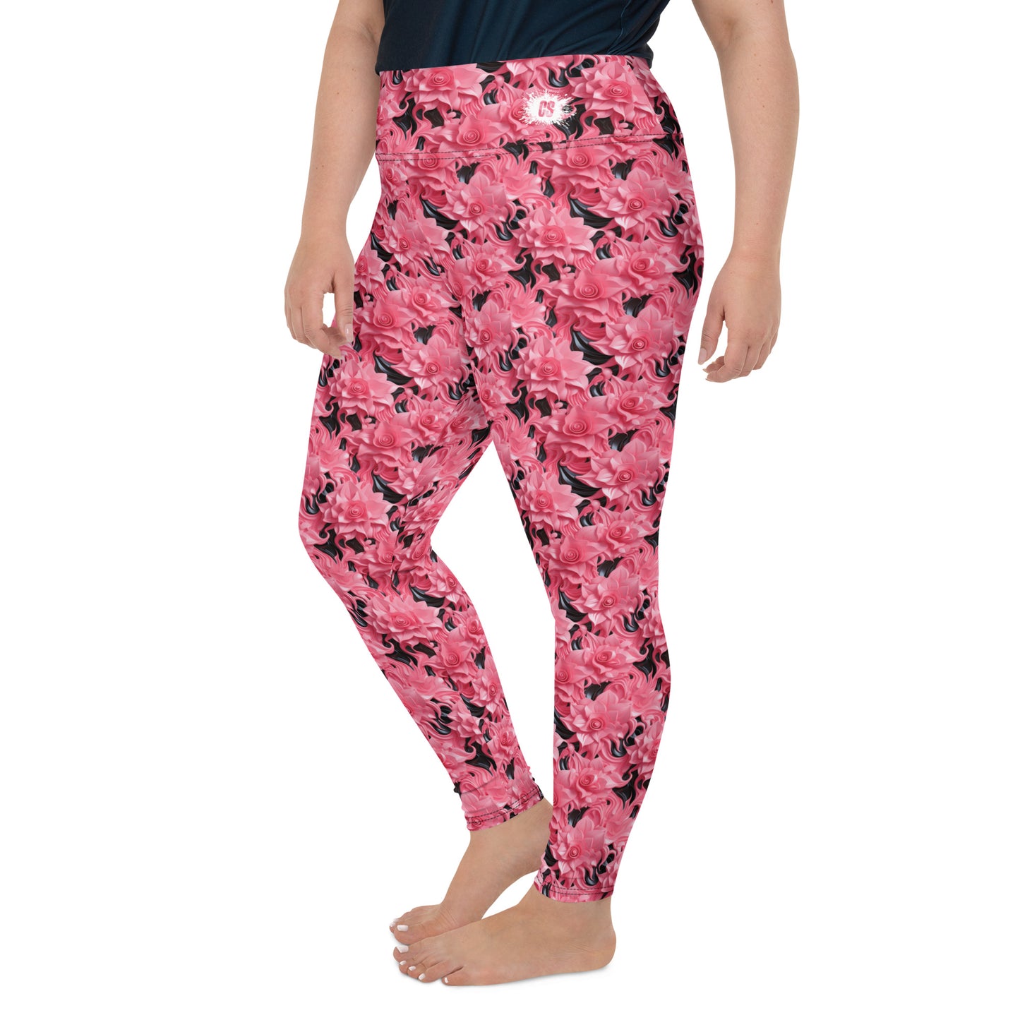 Pink Roses Plus Size Leggings