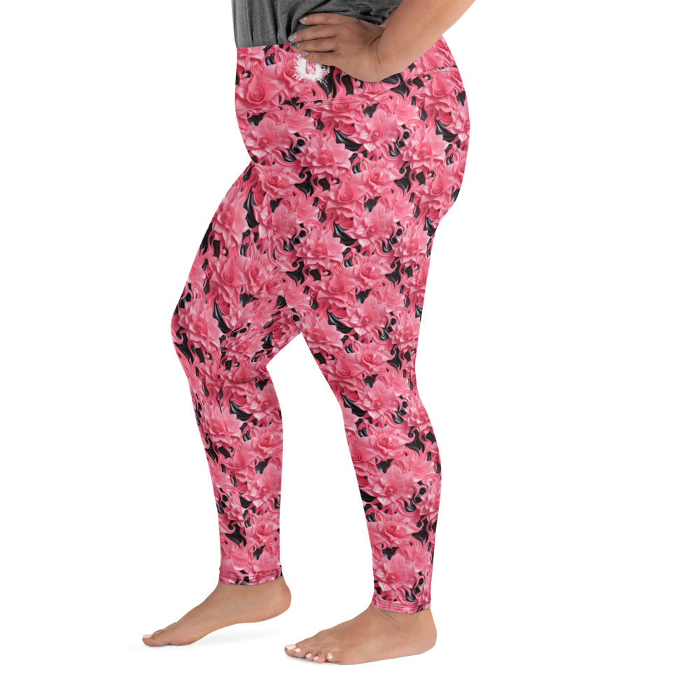 Pink Roses Plus Size Leggings