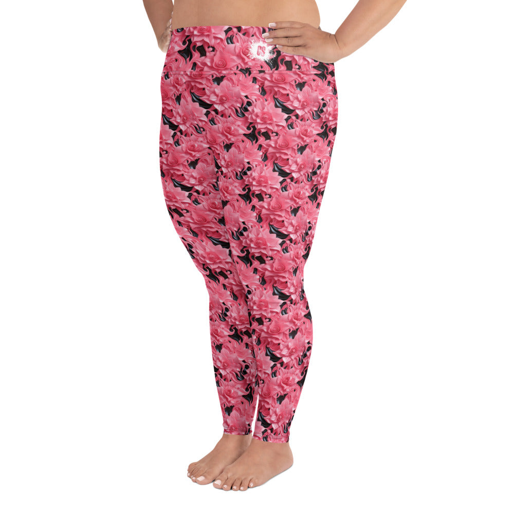 Pink Roses Plus Size Leggings