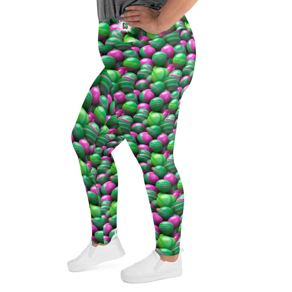 Pink & Green Marble Mania Plus Size Leggings