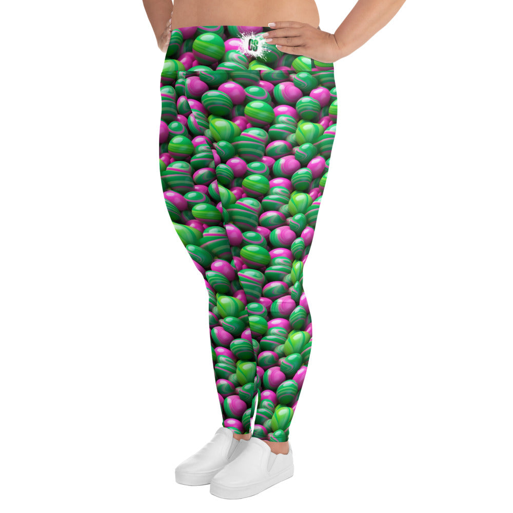 Pink & Green Marble Mania Plus Size Leggings