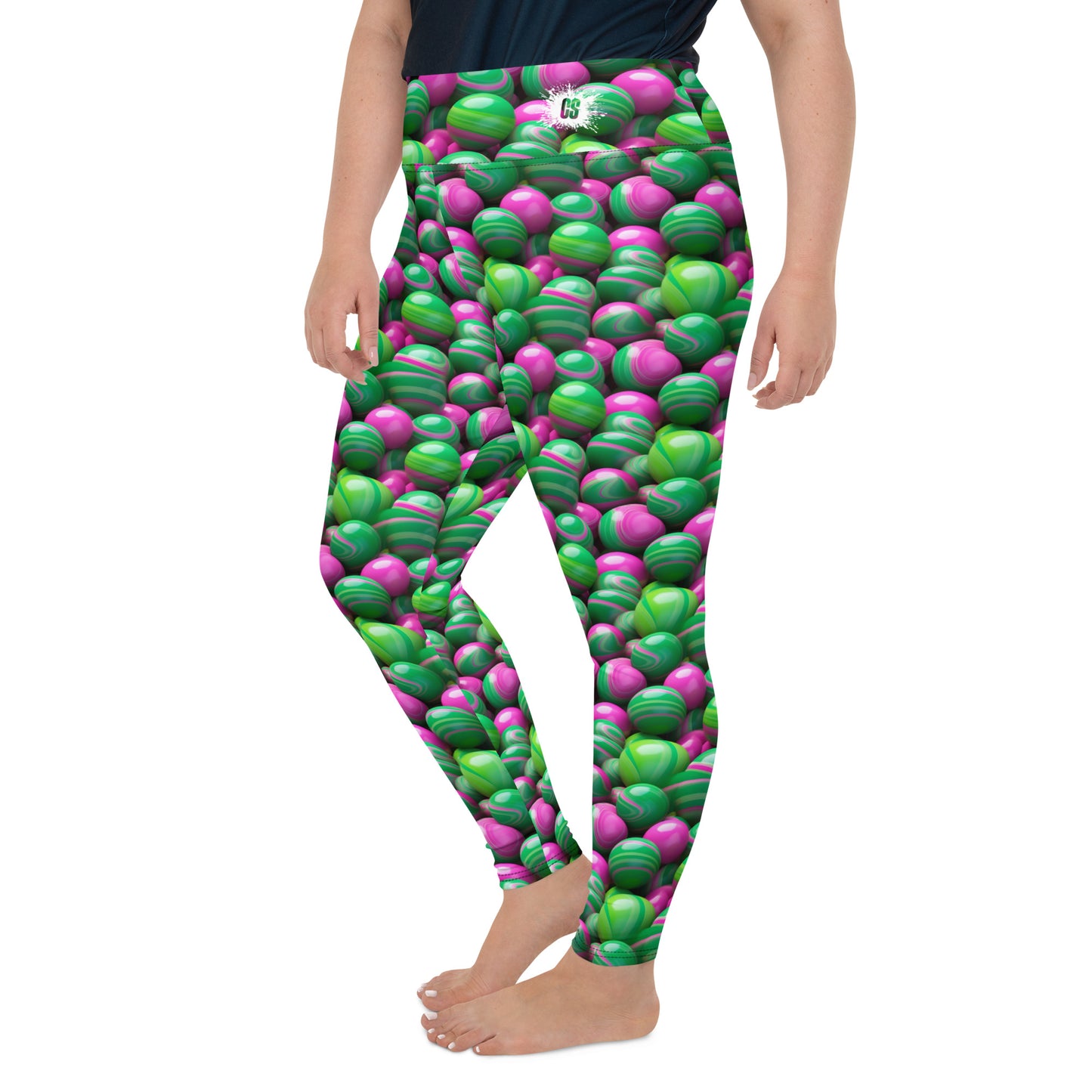 Pink & Green Marble Mania Plus Size Leggings