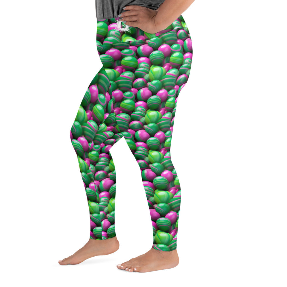 Pink & Green Marble Mania Plus Size Leggings