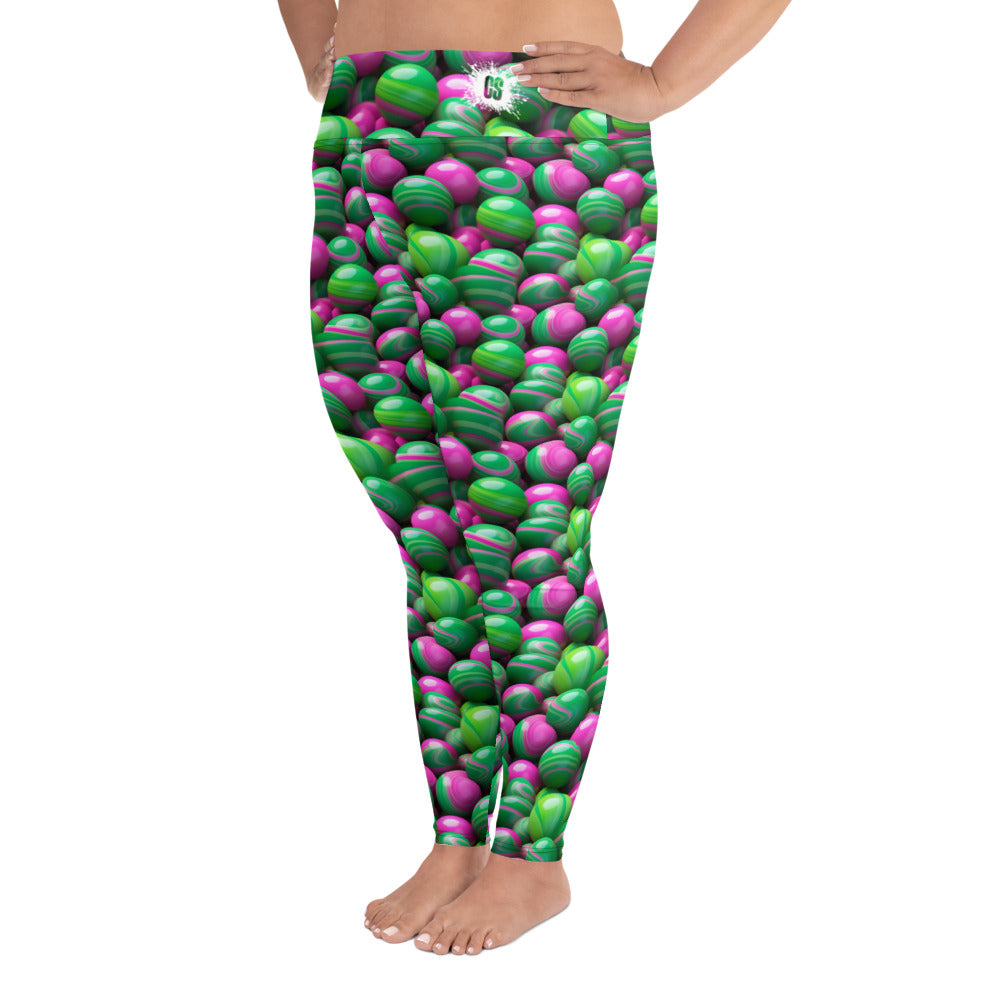 Pink & Green Marble Mania Plus Size Leggings