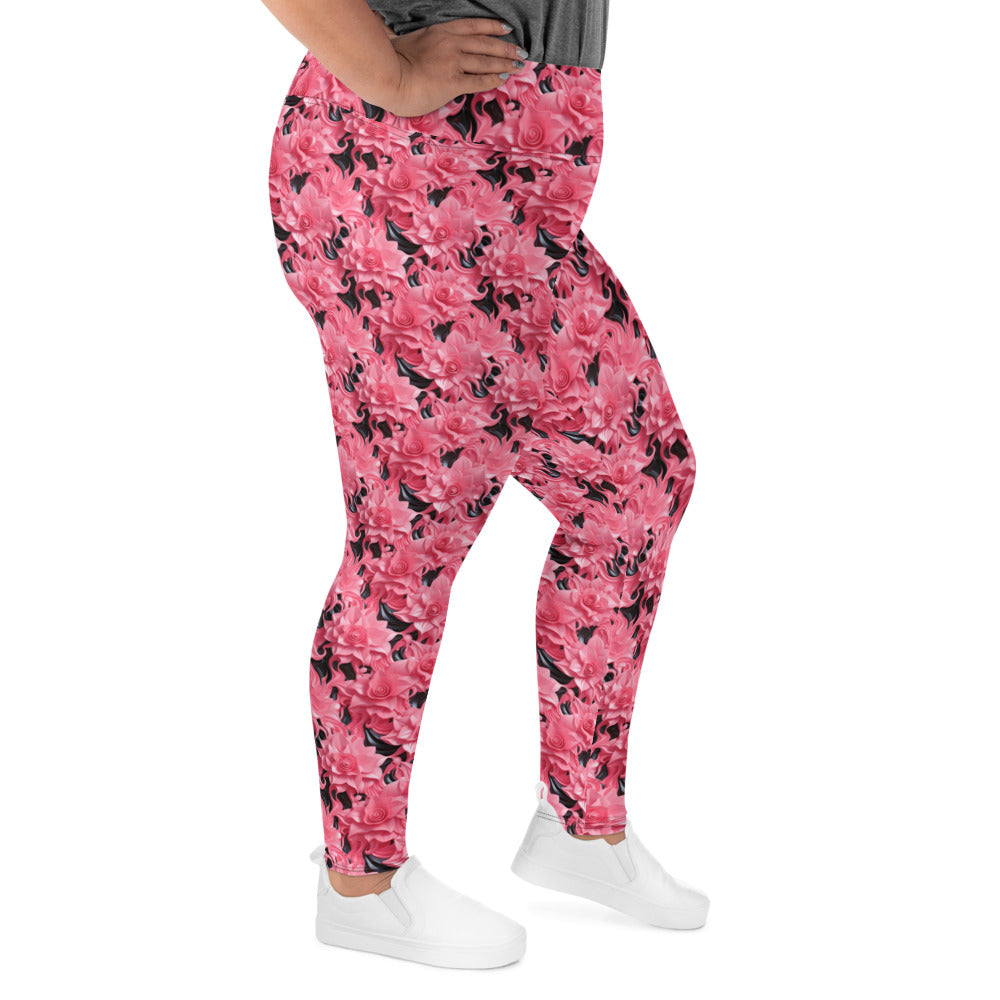 Pink Roses Plus Size Leggings