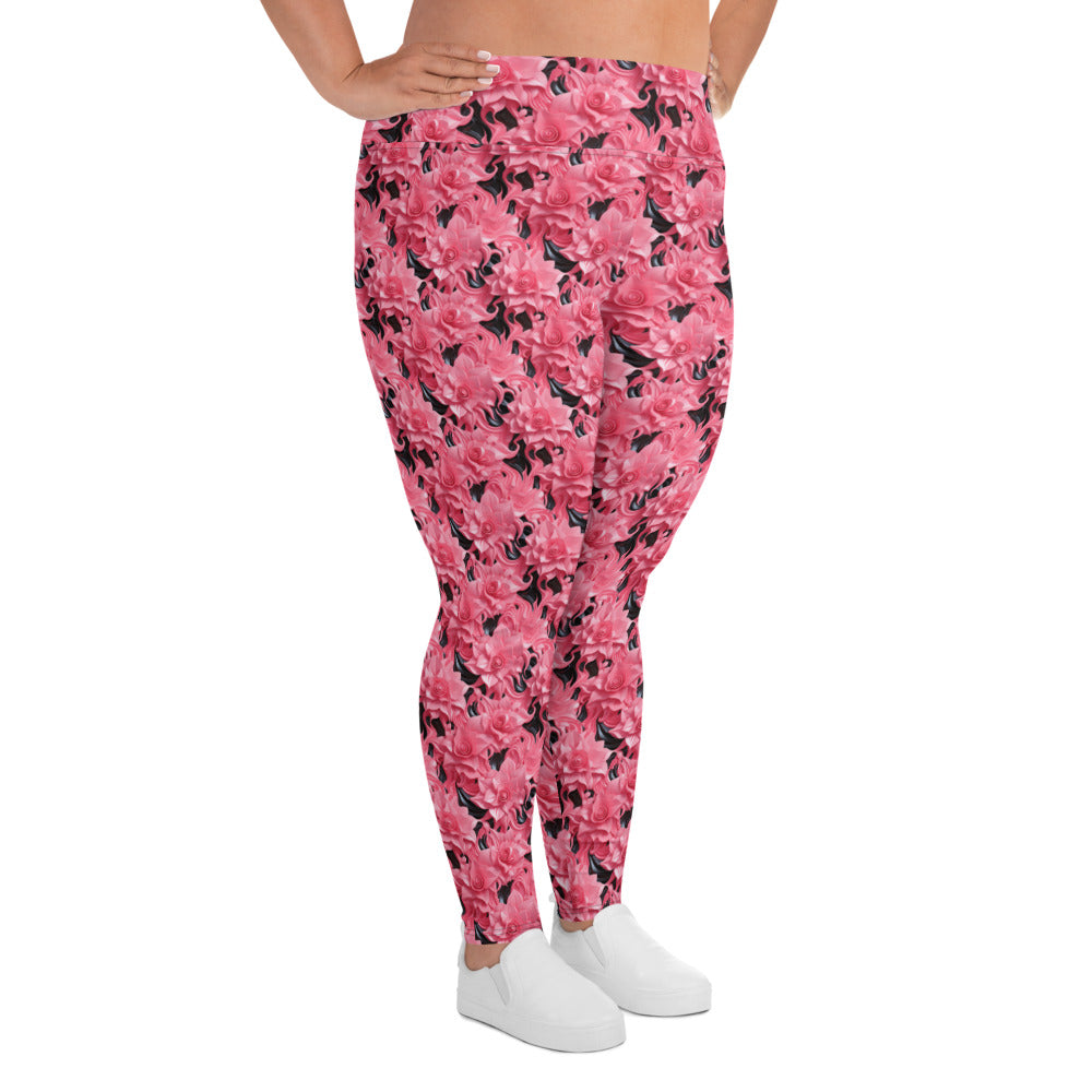 Pink Roses Plus Size Leggings