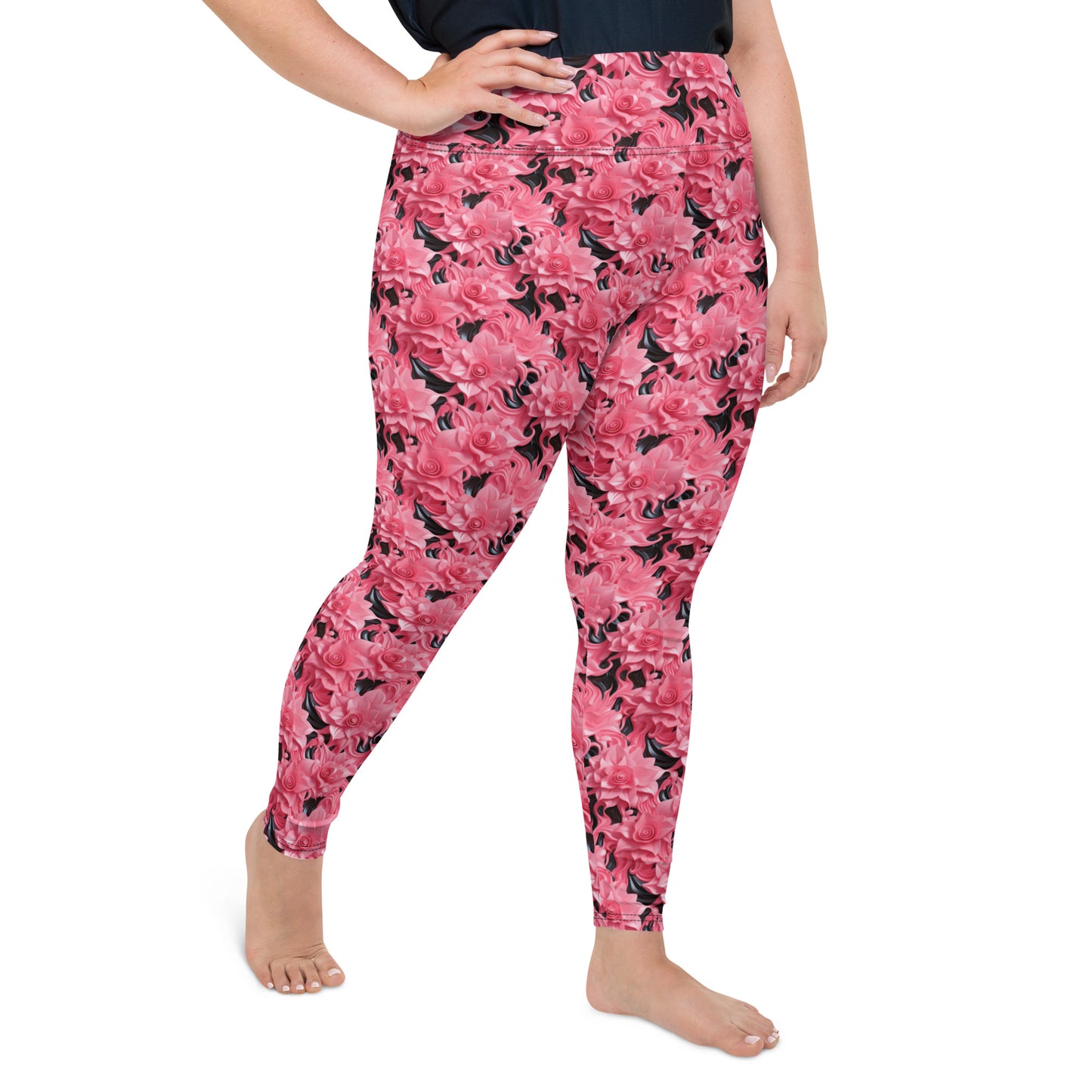 Pink Roses Plus Size Leggings