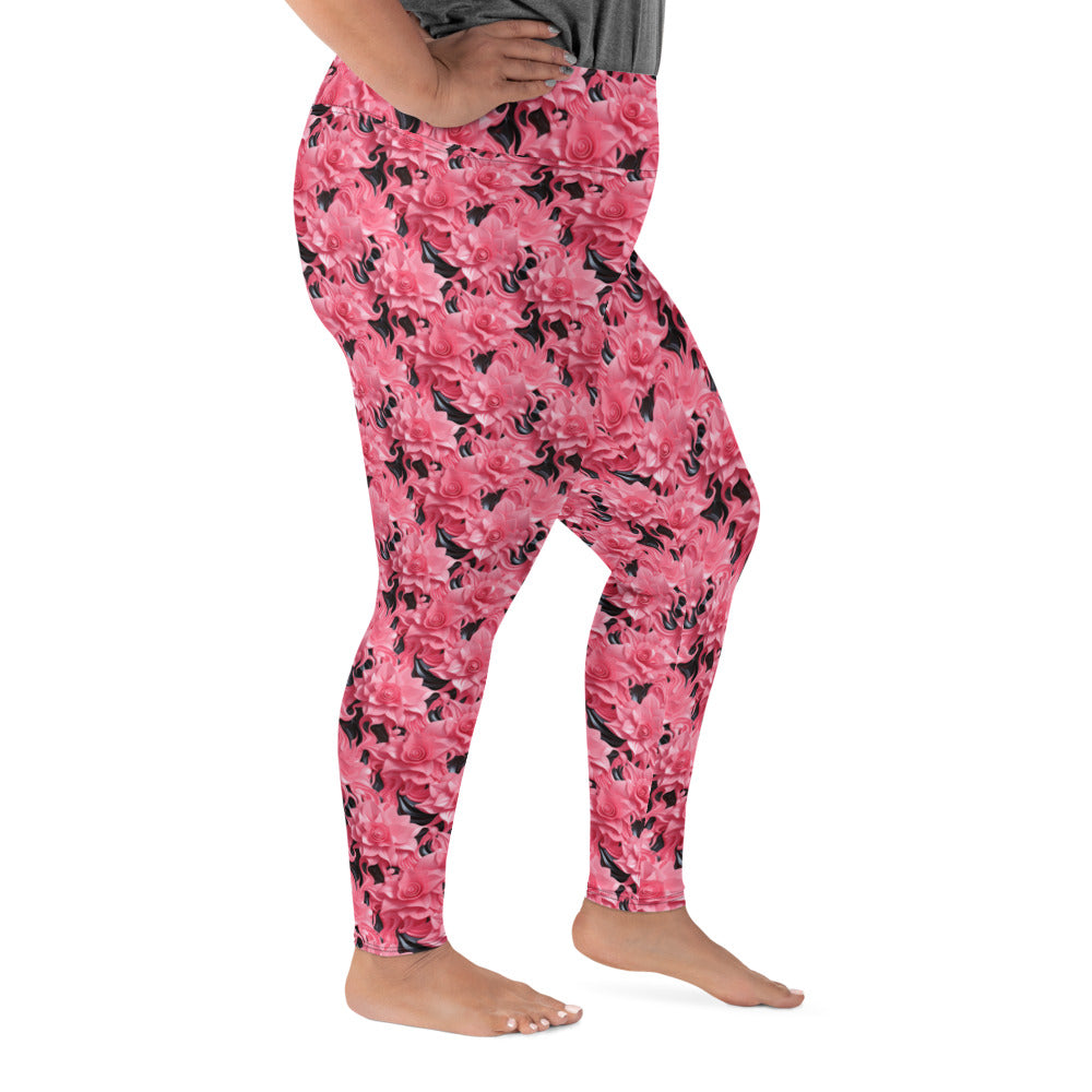 Pink Roses Plus Size Leggings