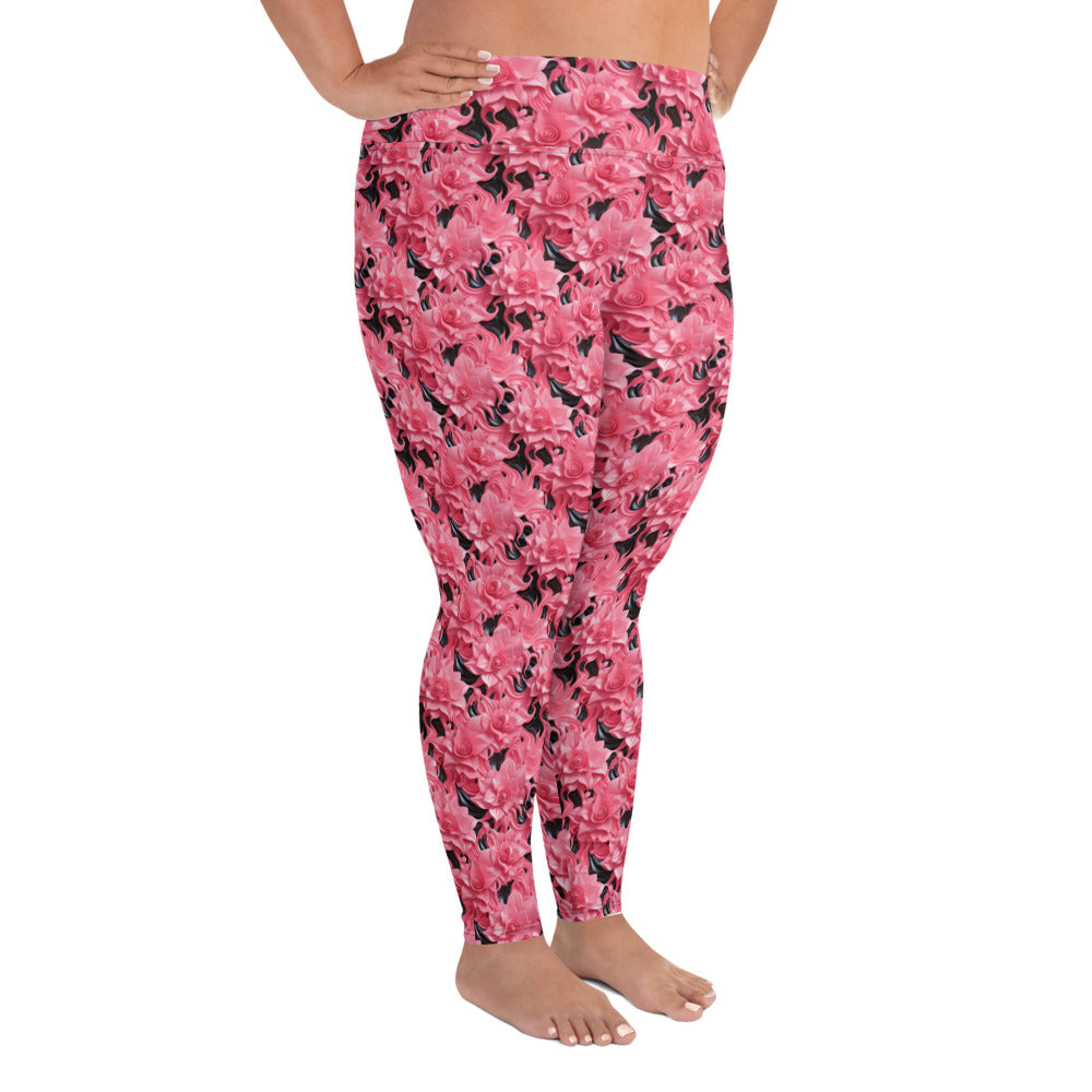 Pink Roses Plus Size Leggings