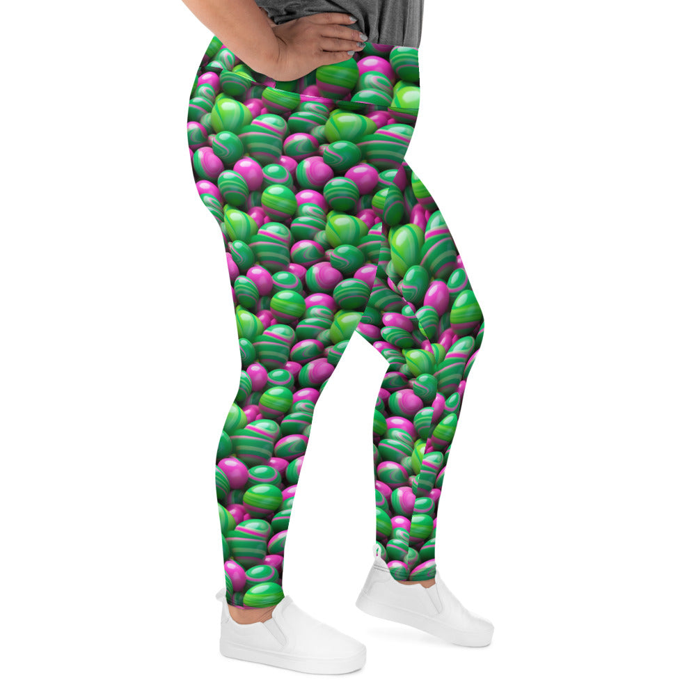 Pink & Green Marble Mania Plus Size Leggings