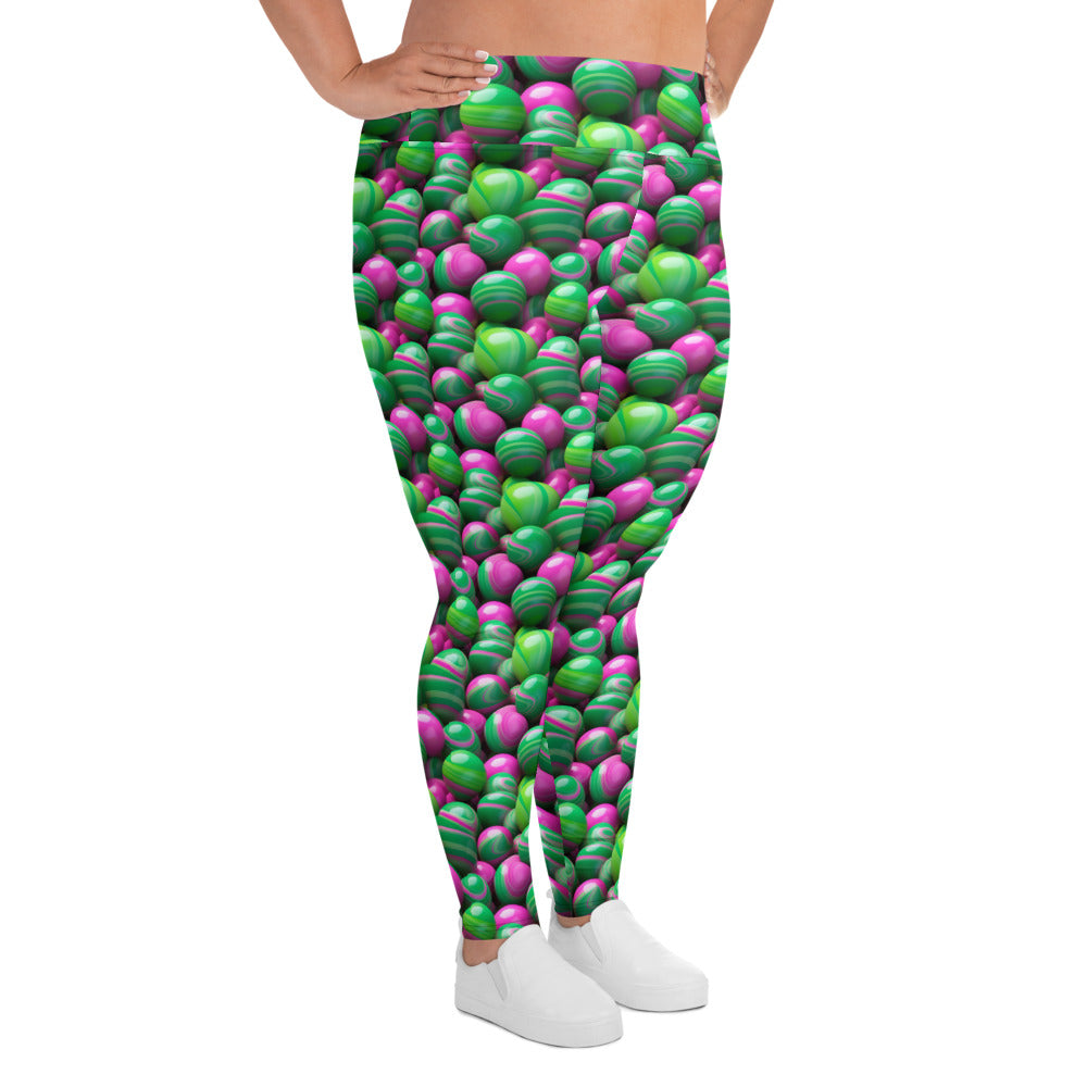 Pink & Green Marble Mania Plus Size Leggings