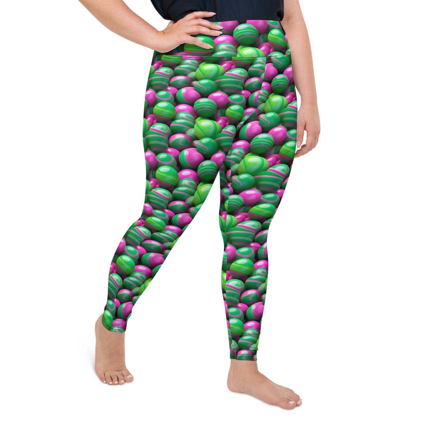 Pink & Green Marble Mania Plus Size Leggings