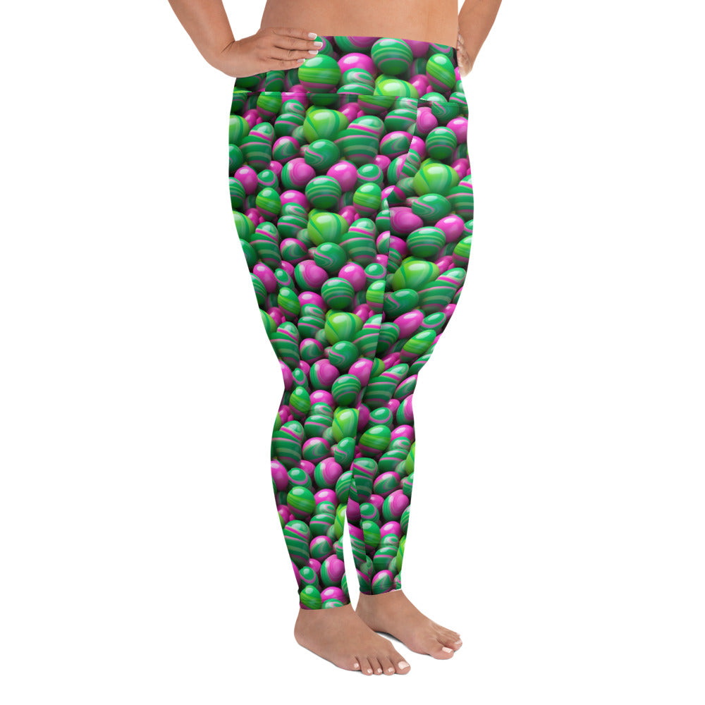 Pink & Green Marble Mania Plus Size Leggings