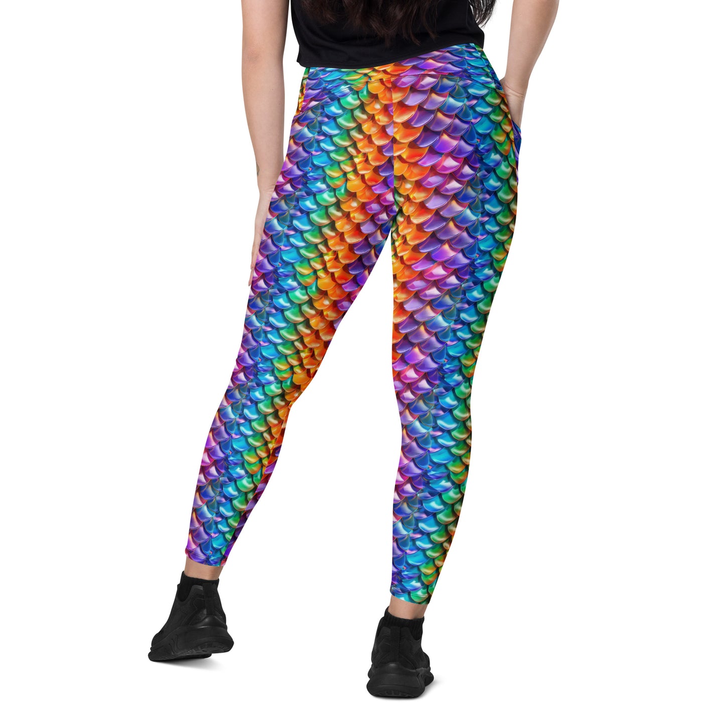 Neon Reptile Crossover leggings with pockets