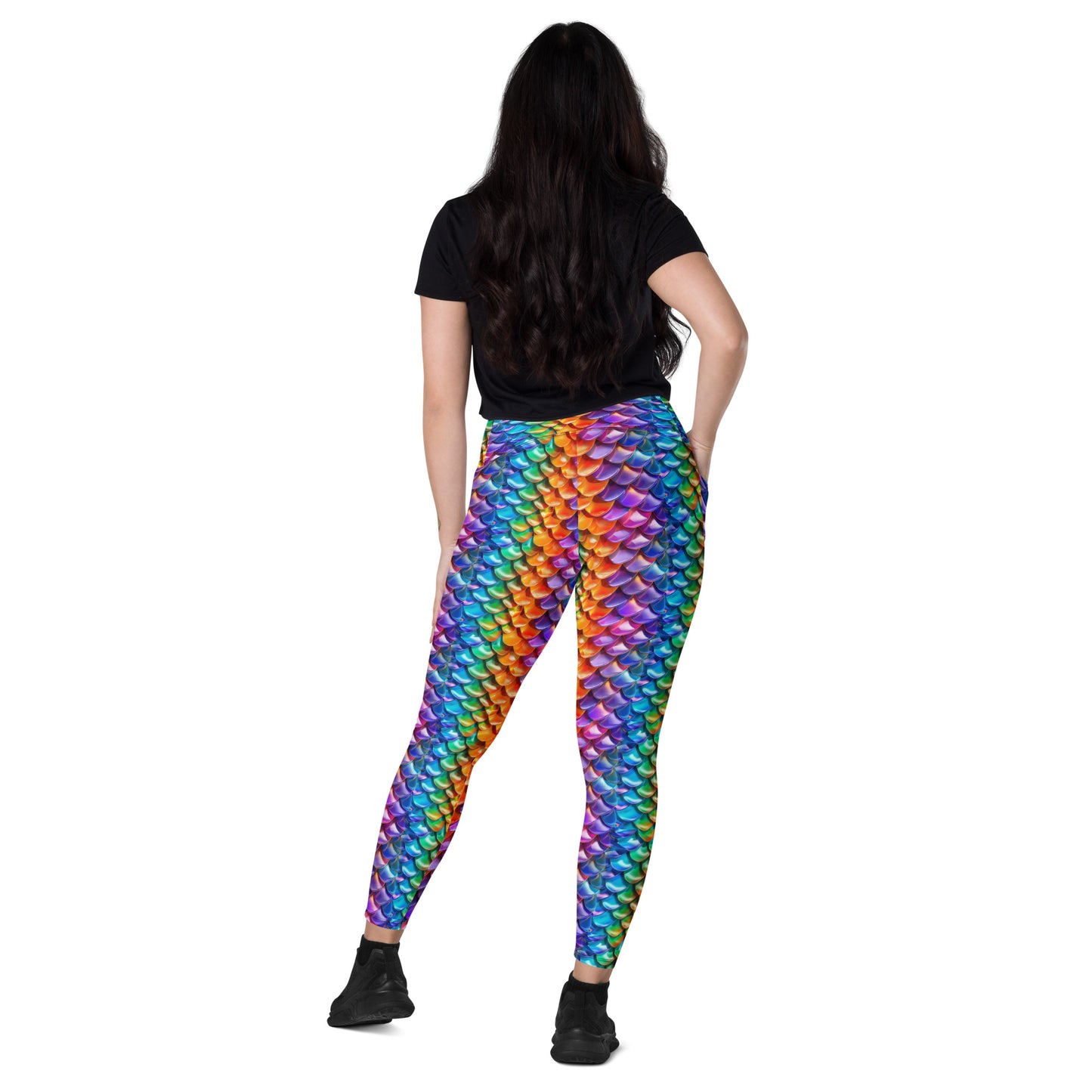 Neon Reptile Crossover leggings with pockets