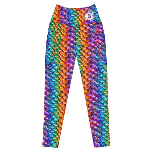 Neon Reptile Crossover leggings with pockets