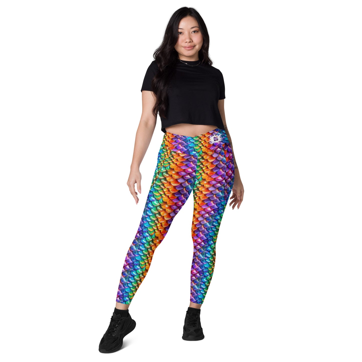 Neon Reptile Crossover leggings with pockets