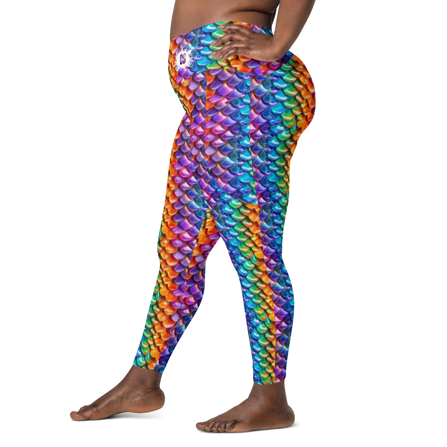 Neon Reptile Crossover leggings with pockets