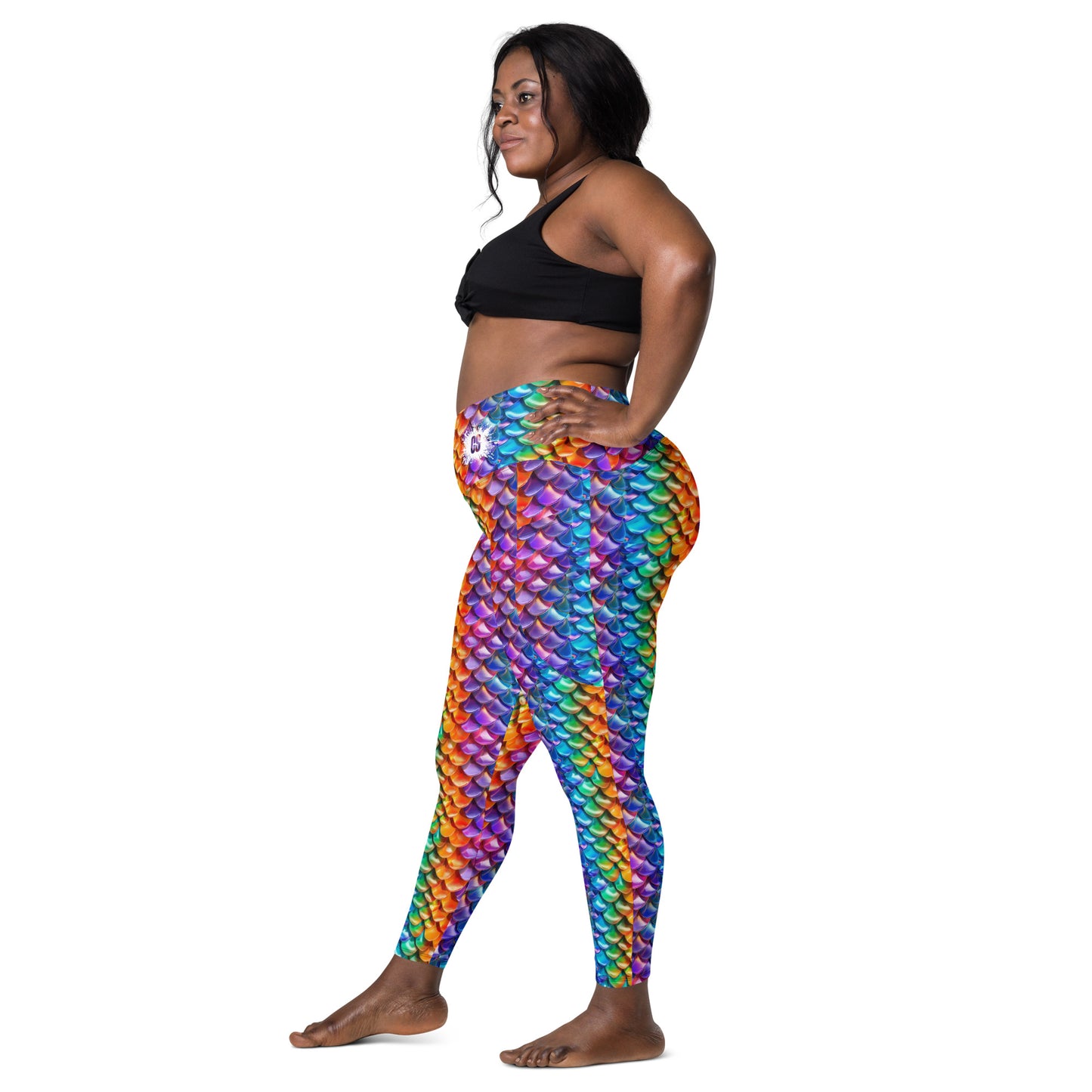 Neon Reptile Crossover leggings with pockets