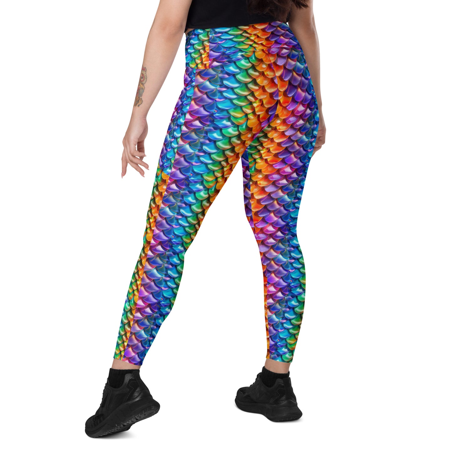 Neon Reptile Crossover leggings with pockets