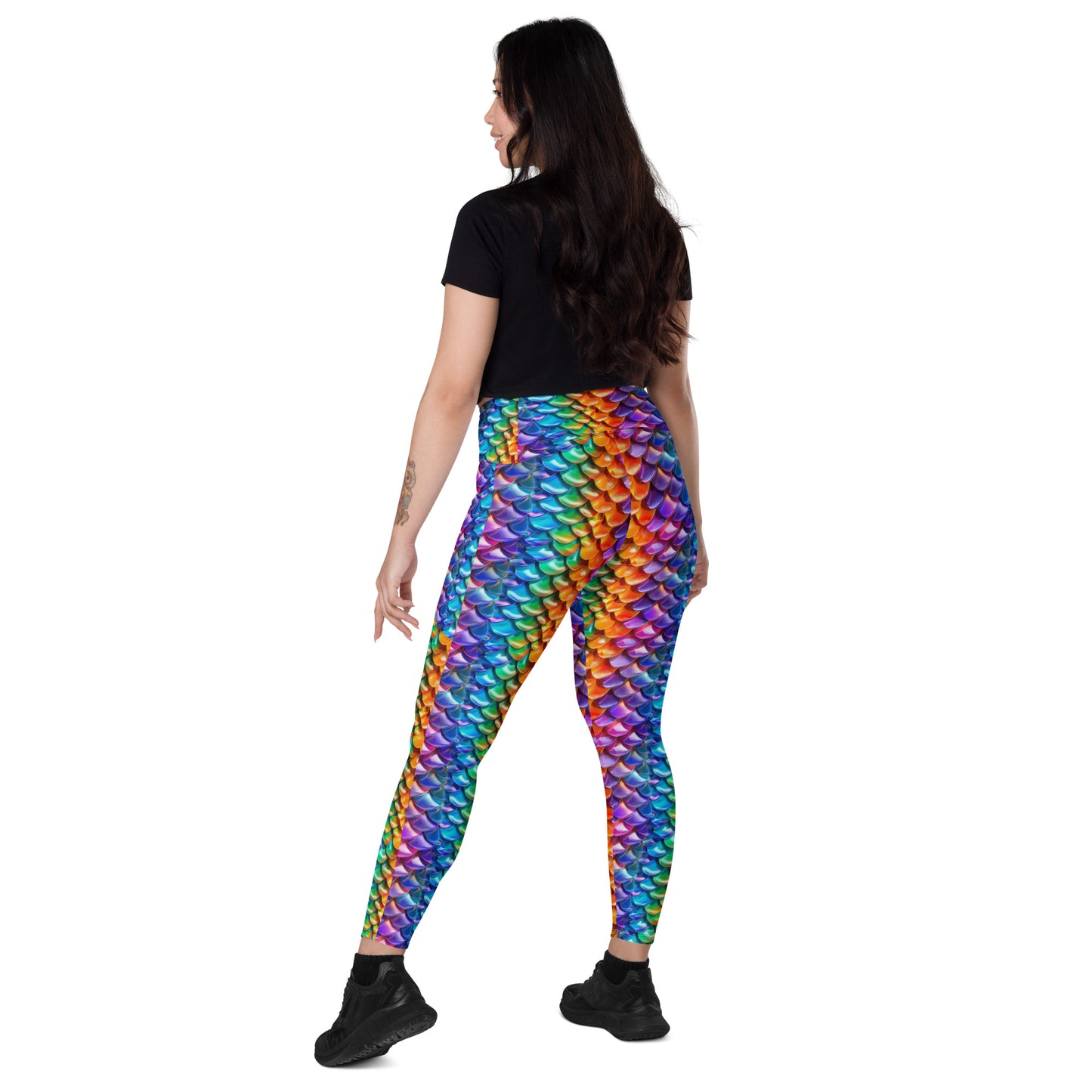 Neon Reptile Crossover leggings with pockets