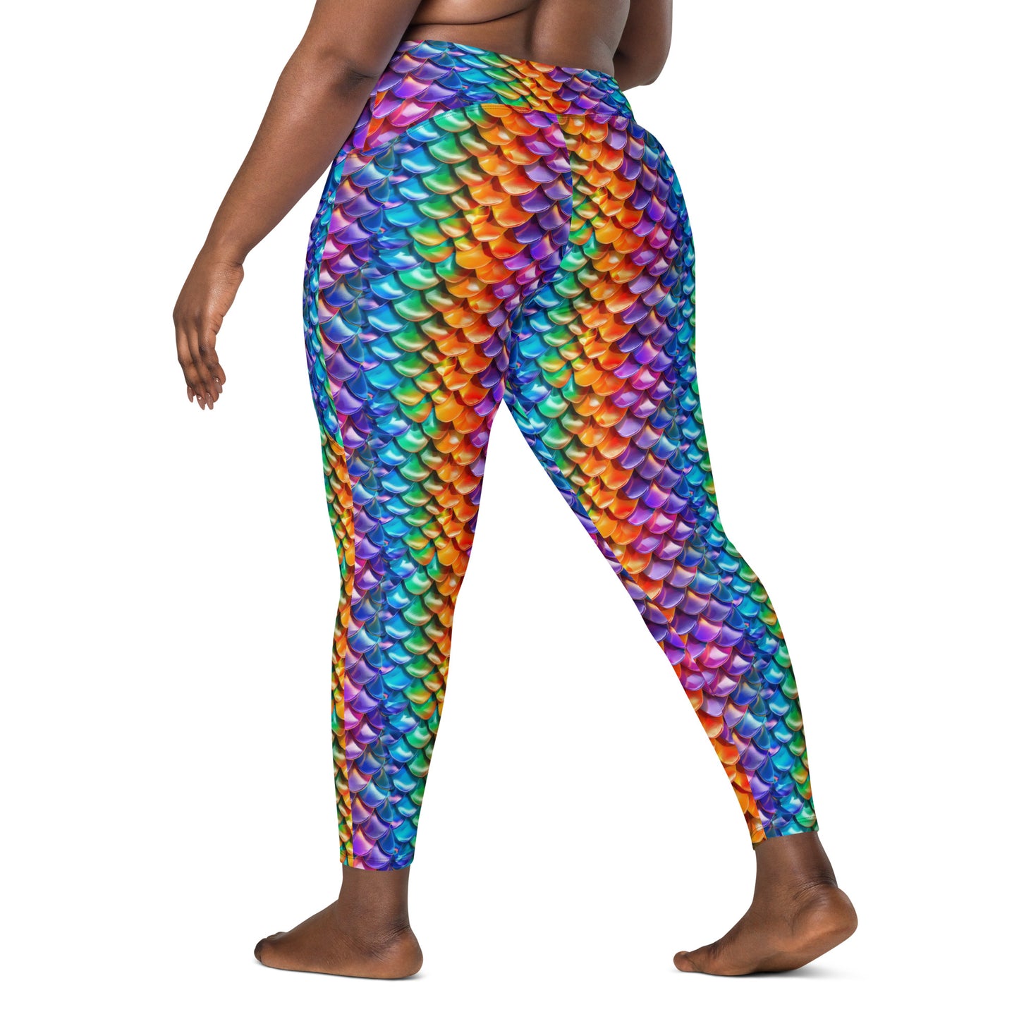 Neon Reptile Crossover leggings with pockets