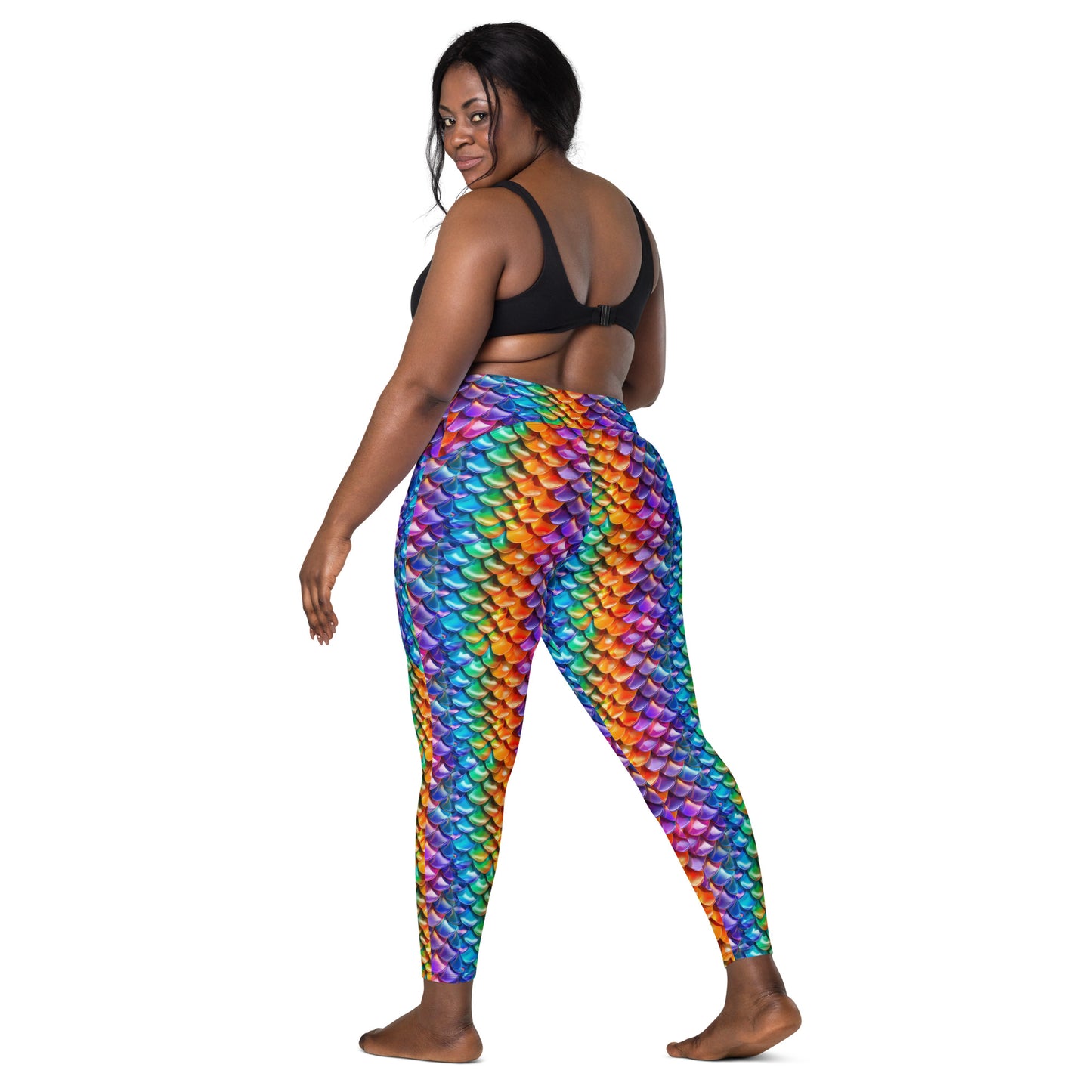 Neon Reptile Crossover leggings with pockets