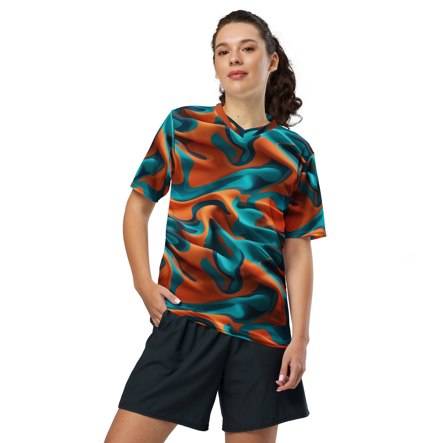Orange Camouflage unisex sports jersey