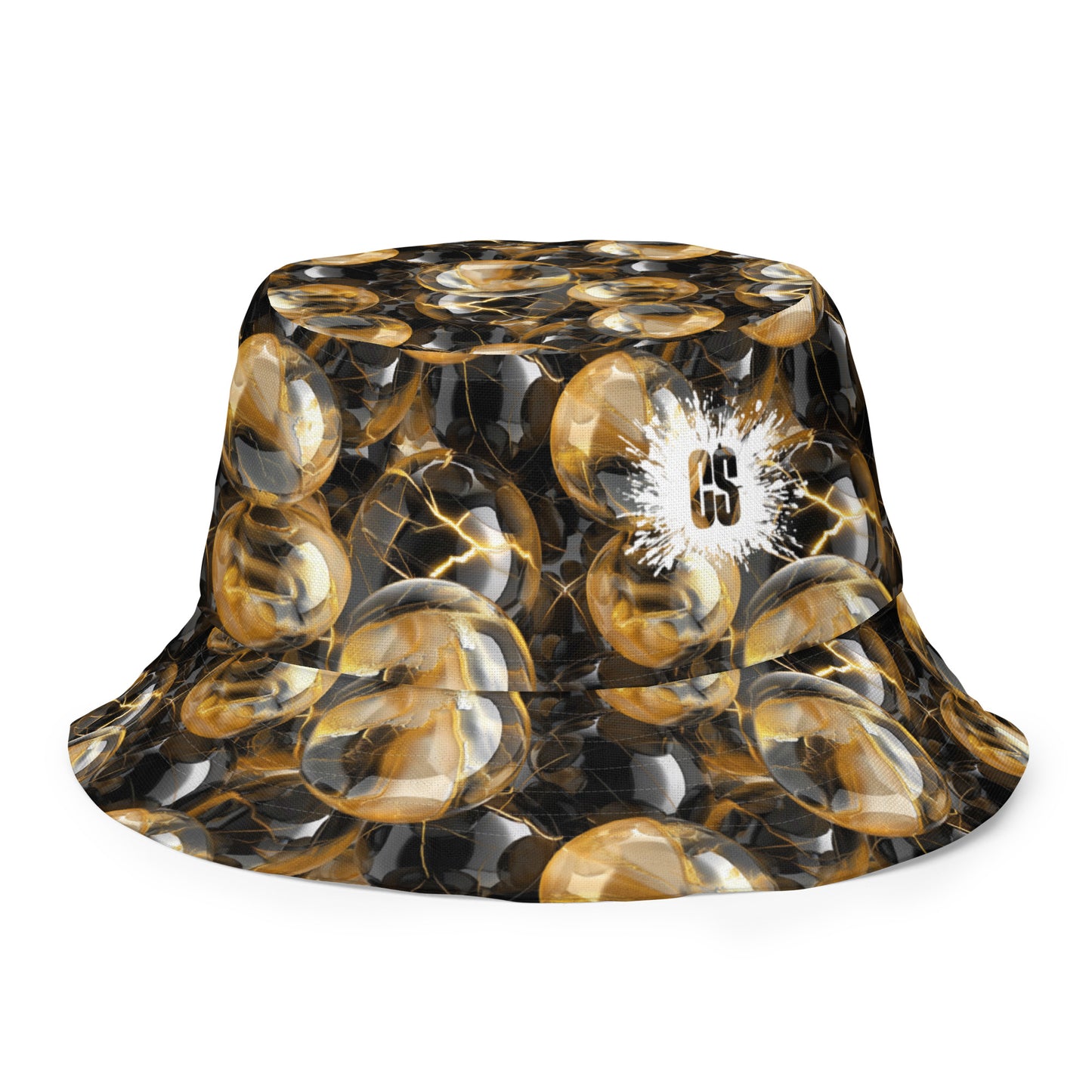 Black & Gold Marbles Reversible bucket hat