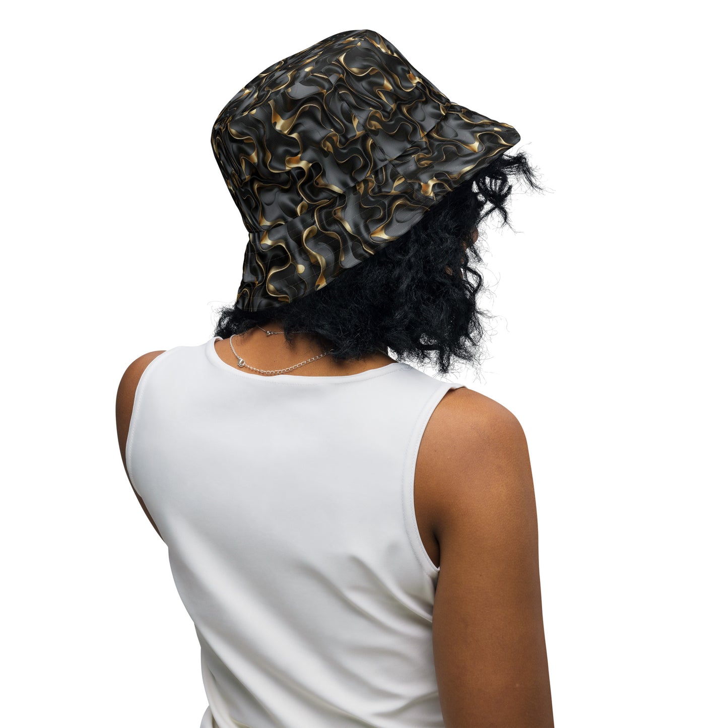 Black & Gold Ruffles Reversible bucket hat