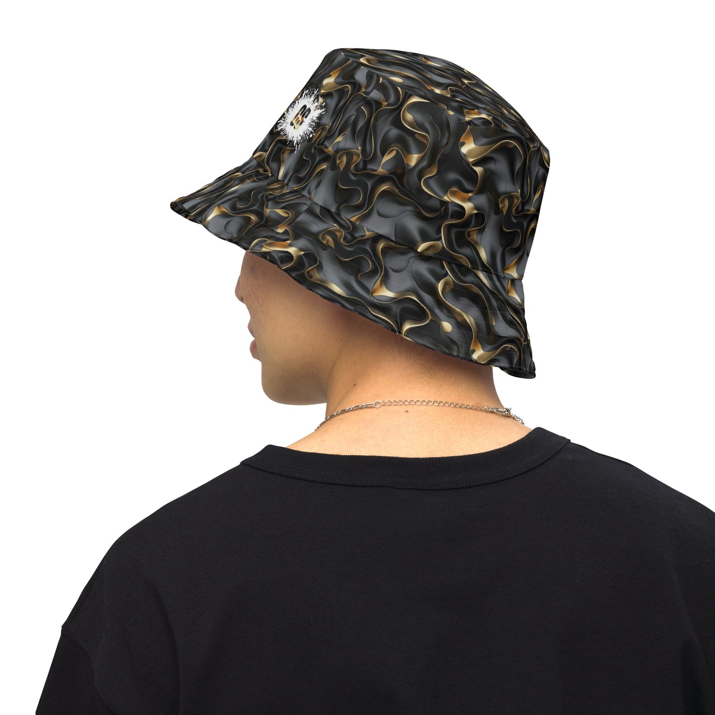 Black & Gold Ruffles Reversible bucket hat