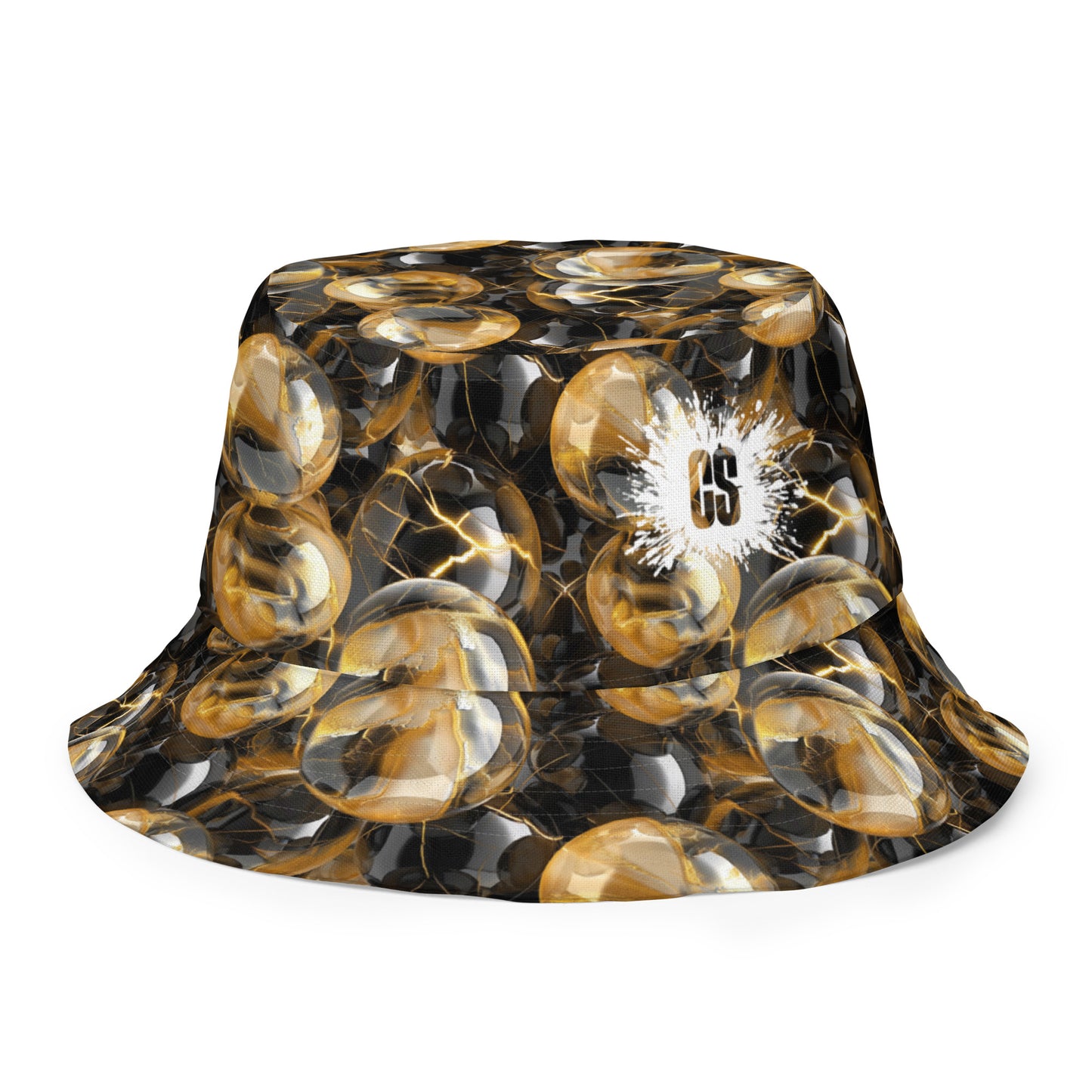 Black & Gold Marbles Reversible bucket hat