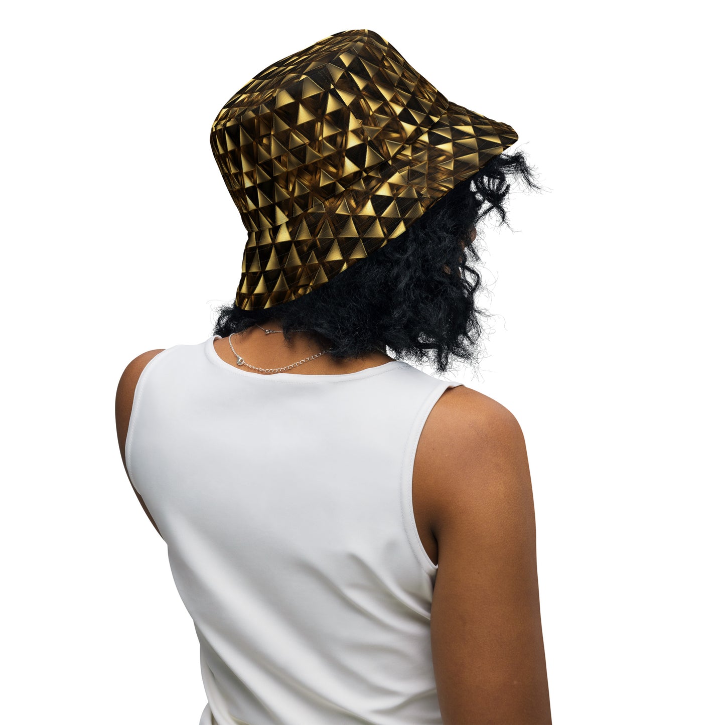 Gold & Black Pyramids Reversible bucket hat