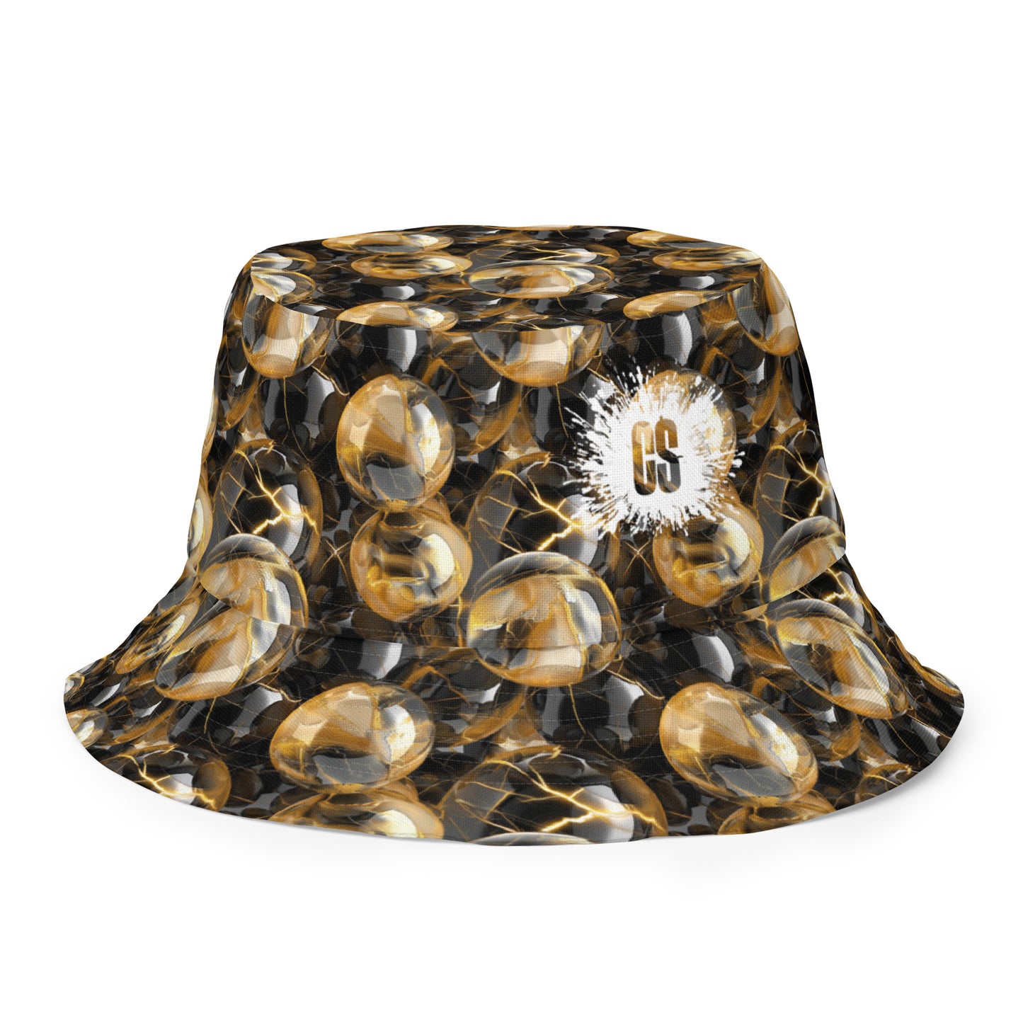 Black & Gold Marbles Reversible bucket hat