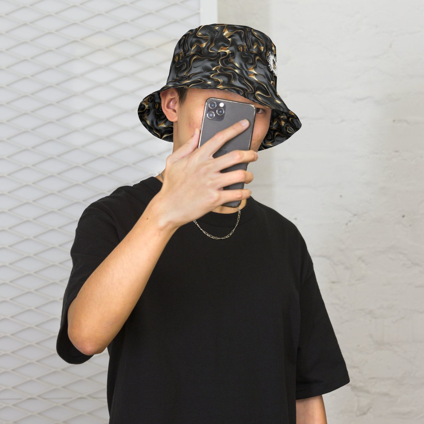 Black & Gold Ruffles Reversible bucket hat