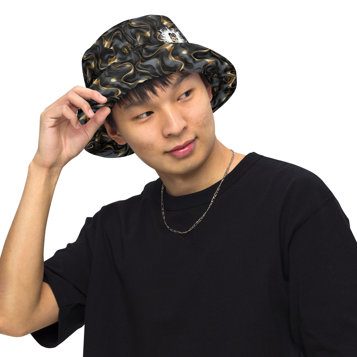 Black & Gold Ruffles Reversible bucket hat