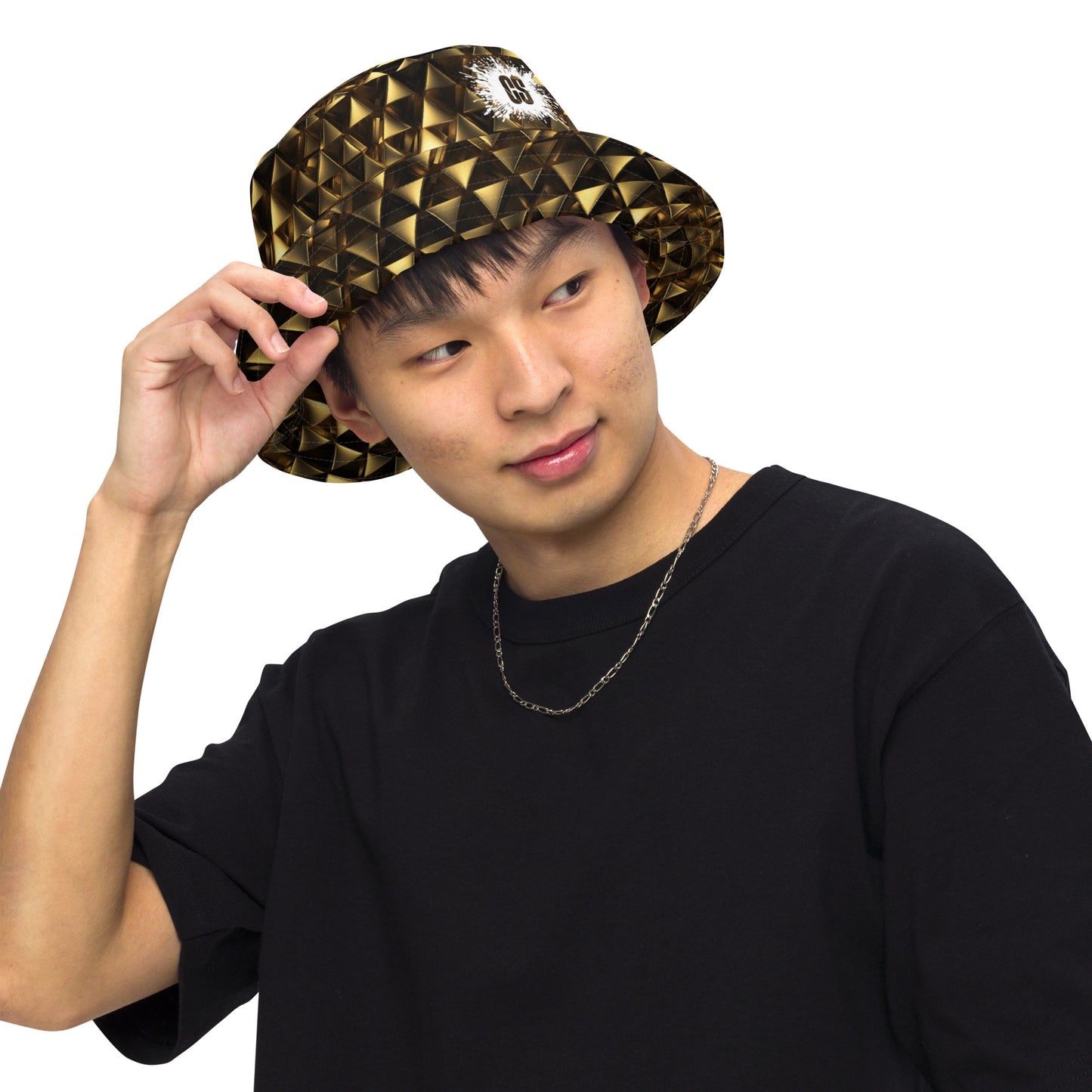 Gold & Black Pyramids Reversible bucket hat