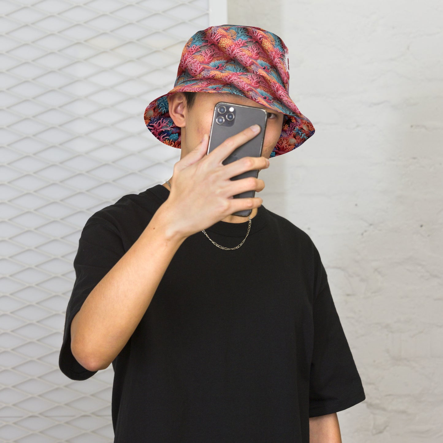 Coral Life Reversible bucket hat