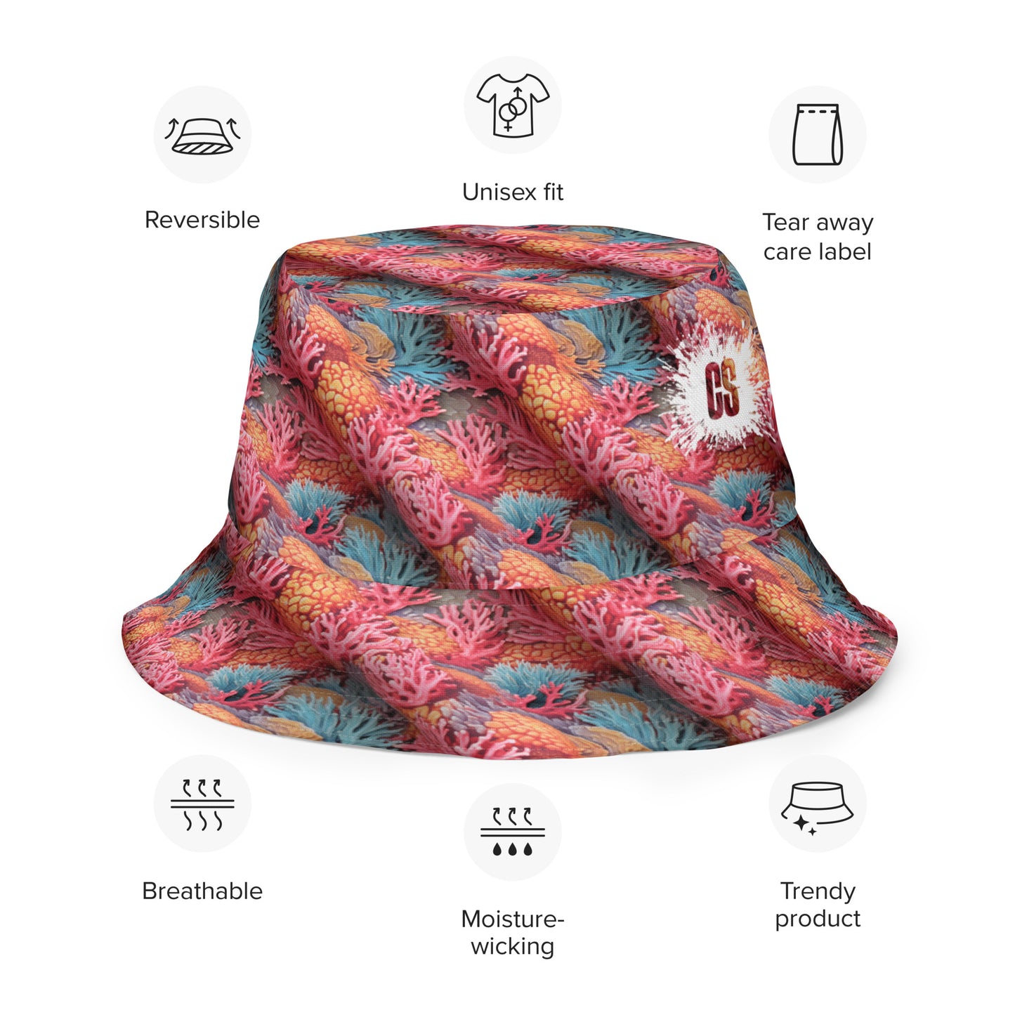 Coral Life Reversible bucket hat