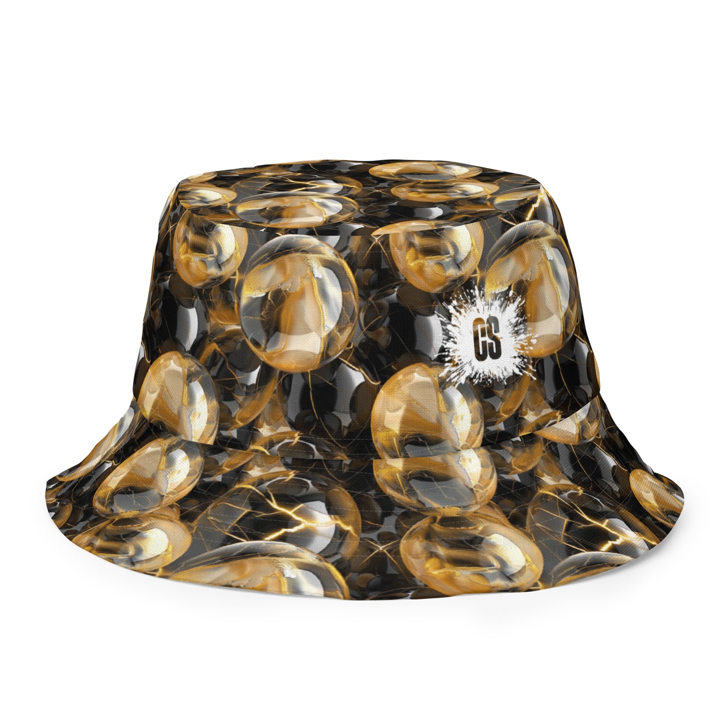 Black & Gold Marbles Reversible bucket hat