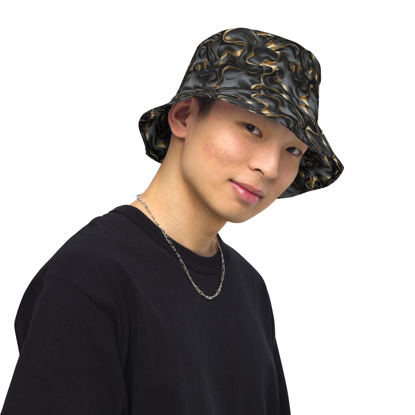 Black & Gold Ruffles Reversible bucket hat