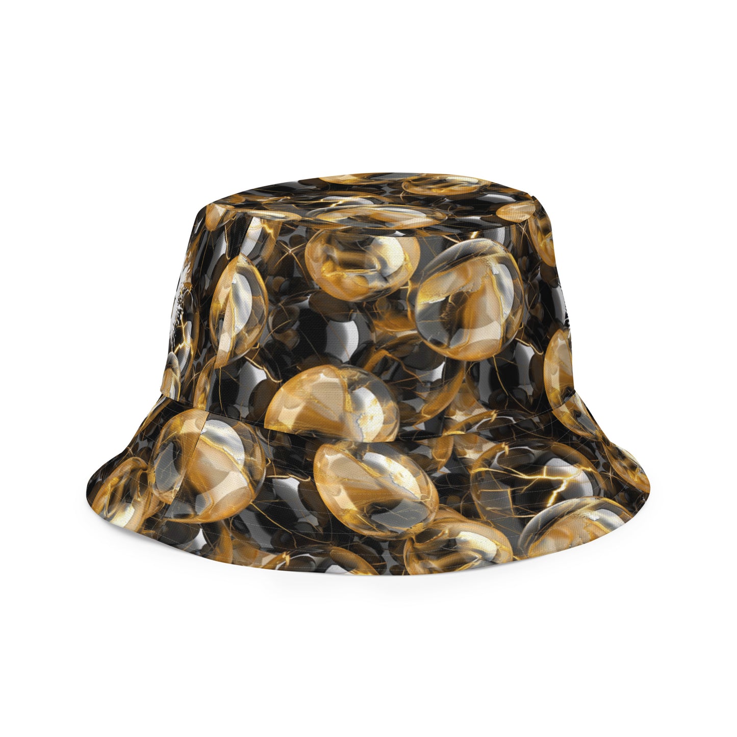 Black & Gold Marbles Reversible bucket hat