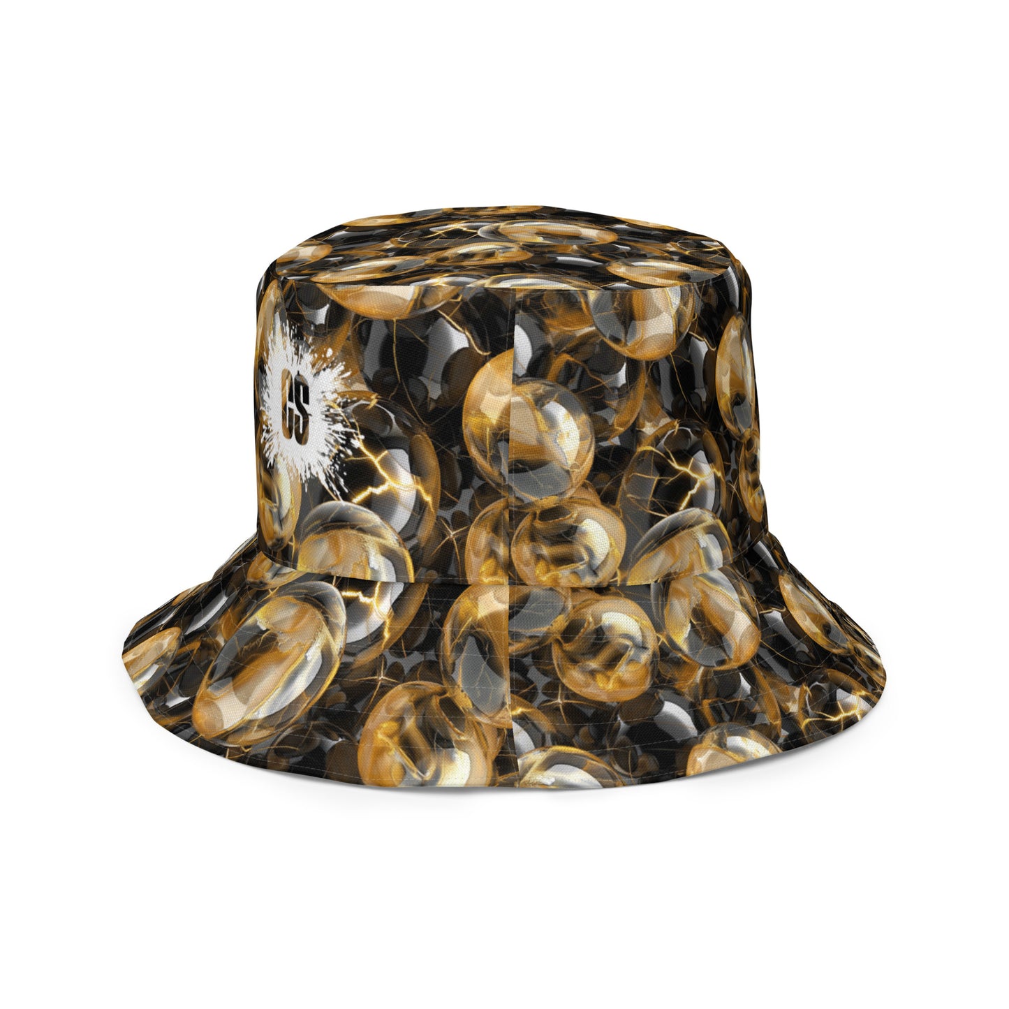 Black & Gold Marbles Reversible bucket hat