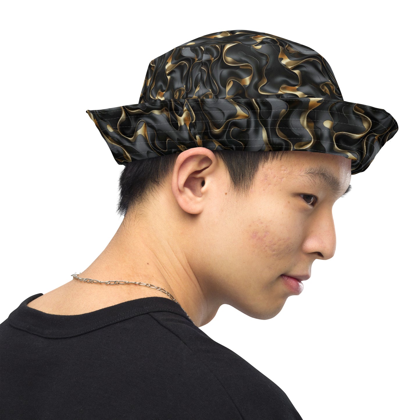 Black & Gold Ruffles Reversible bucket hat