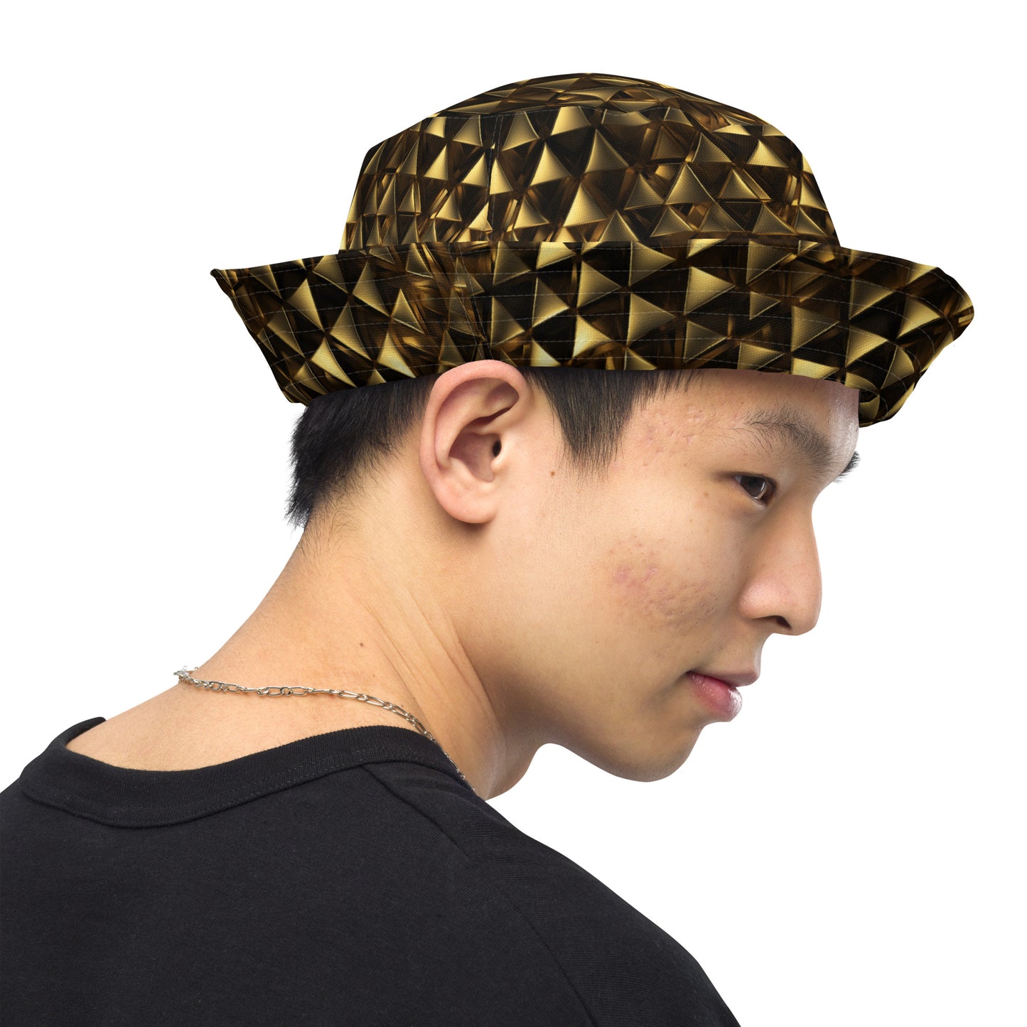 Gold & Black Pyramids Reversible bucket hat