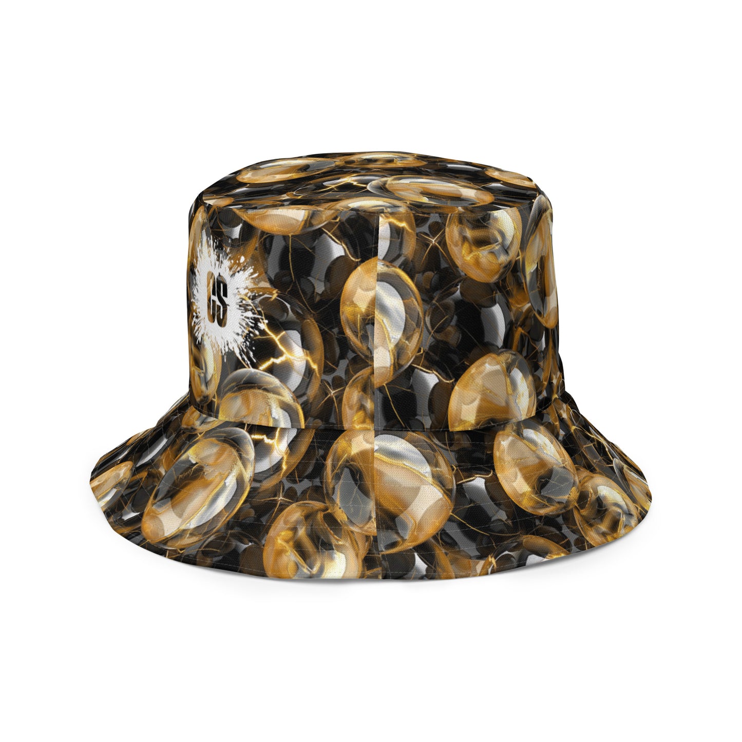 Black & Gold Marbles Reversible bucket hat